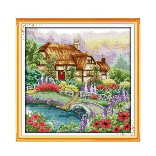 Flower Cottage Villa DIY Handmade Needlework - AIMDIY