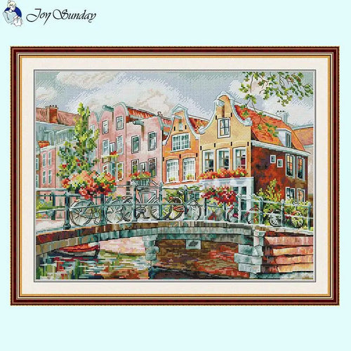 Cross Stitch Kit - Amsterdam Canals Landscape Patterns - AIMDIY