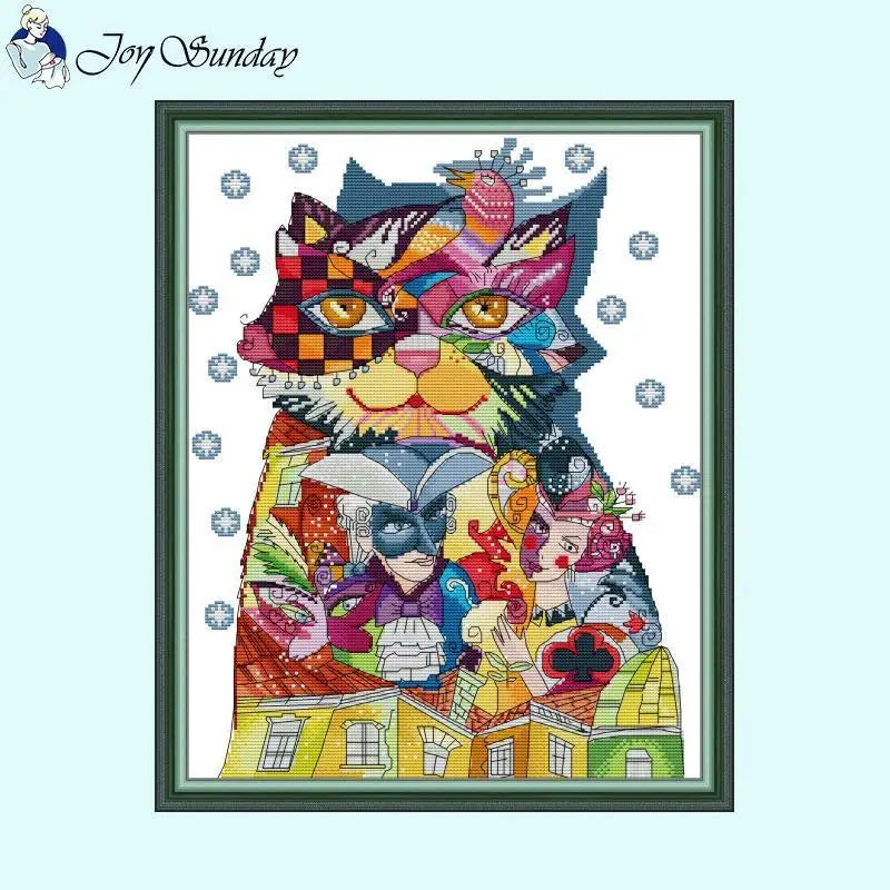 Joy Sunday Art Cat Cross Stitch Kit - AIMDIY