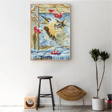 Load image into Gallery viewer, Winter Cat and Bird Cross Stitch Kit - AIMDIY
