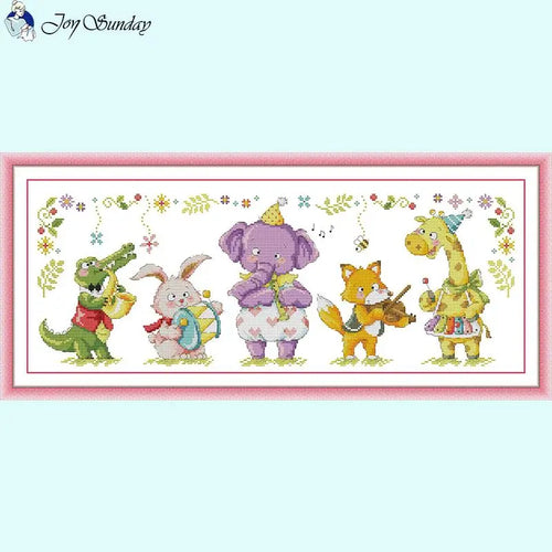 Animals Band Cartoon Pattern DIY Cross Stitch For Kids - AIMDIY