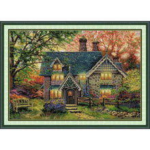 Load image into Gallery viewer, Autumn Garden Cottage - Stamped Cross Stitch - AIMDIY
