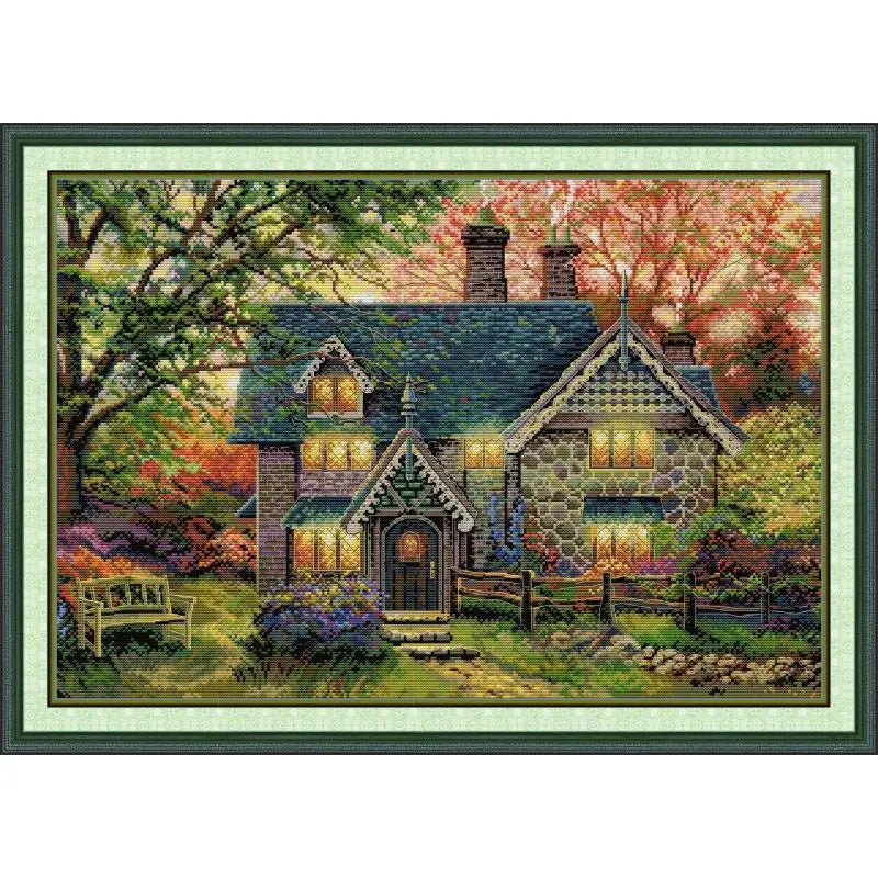 Autumn Garden Cottage - Stamped Cross Stitch - AIMDIY