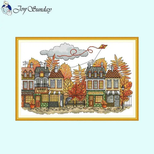 Autumn Cross Stitch Patterns Streets Scenery - AIMDIY