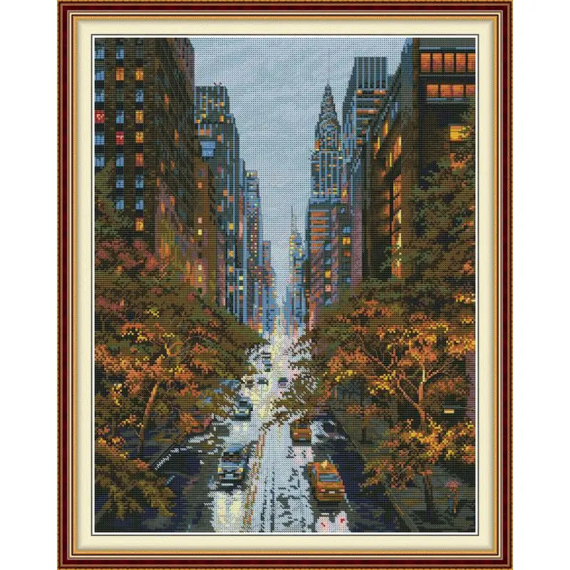 Autumn City Scenery - Joy Sunday Cross Stitch Kits - AIMDIY