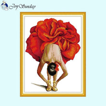 Load image into Gallery viewer, Ballet girl&#39;s Red Flower Dress Cross Stitch Kit - AIMDIY
