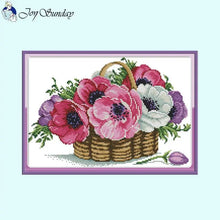 Load image into Gallery viewer, Basket of Floral Pattern Flower Cross Stitch Kits - AIMDIY
