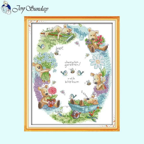 Bear Gardener DIY Cross Stitch Embroidery Kits - AIMDIY