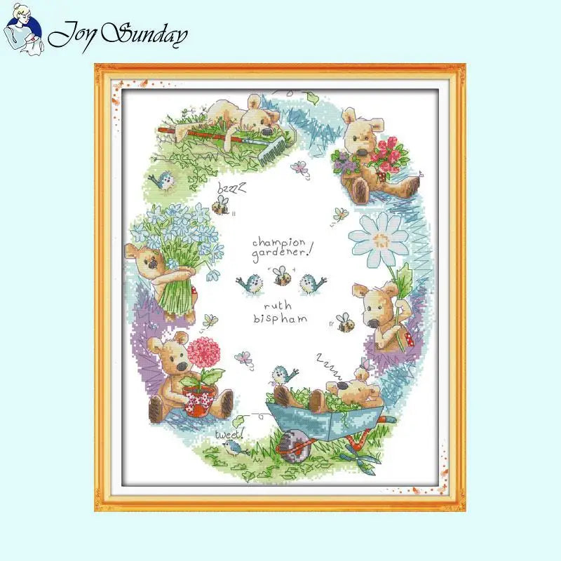 Bear Gardener DIY Cross Stitch Embroidery Kits - AIMDIY