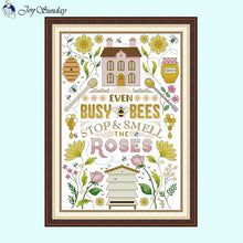 Load image into Gallery viewer, DIY Bee House Cartoon Cross Stitch Kit with Stamped Canvas for Handmade Embroidery
