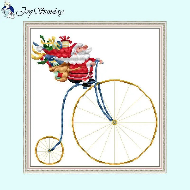 Bicycle Santa Claus Cartoon Pattern - AIMDIY