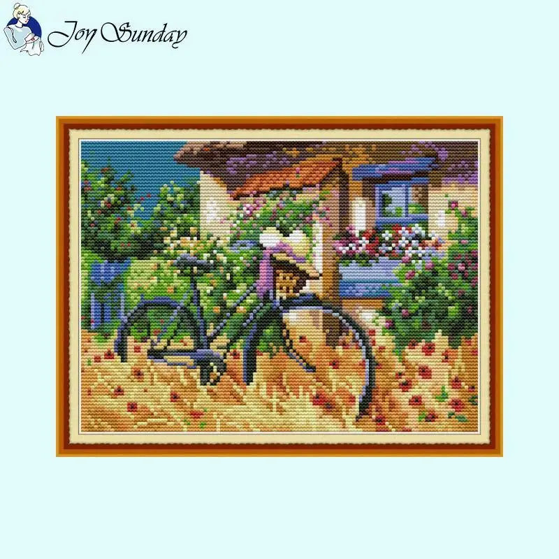 Joy Sunday Bicycle Stamping Cross Stitch Kits - AIMDIY