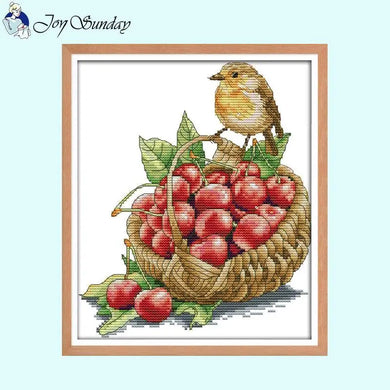 Birdie and Cheeries DIY Cross Stitch - AIMDIY