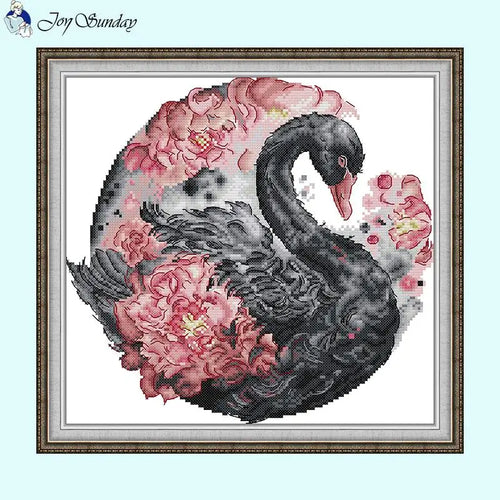 Counted Cross Stitch Kits Black Swan Animal Pattern - AIMDIY