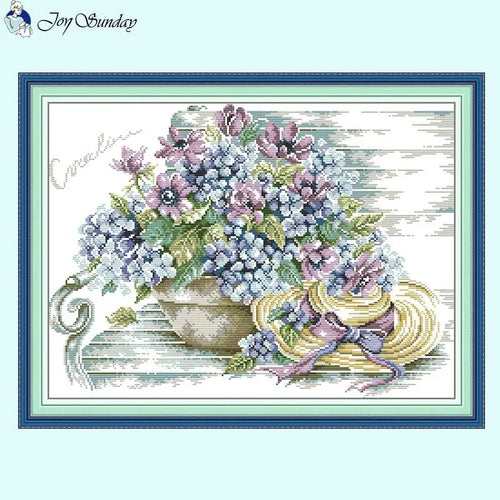 Blue Hydrangea and Hat - AIMDIY