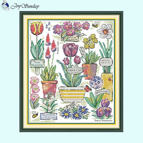 Botanical Garden Flowers Cross Stitch Kit - AIMDIY