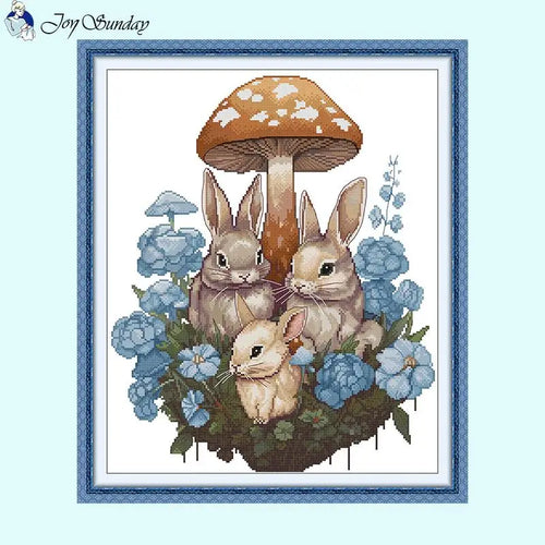 Cross Stitch Bunny Family Cartoon Animal Pattern Kit - AIMDIY