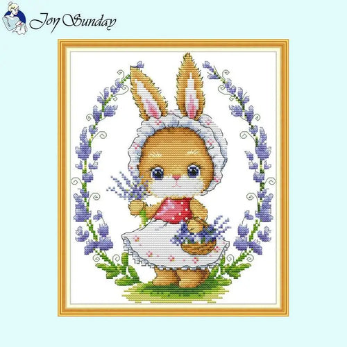 Bunny and Flowers - DIY Kids Handmade Cross Stitch - AIMDIY