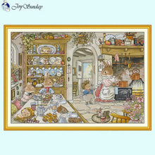 Load image into Gallery viewer, DIY Kids Handmade Cross Stitch Embroidery Bunny&#39;s Kitchen Cartoon - AIMDIY
