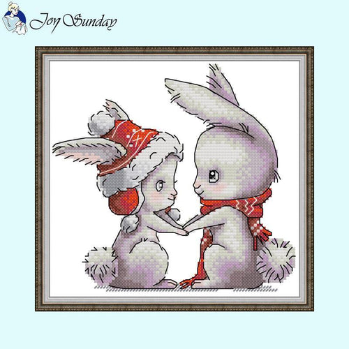 Cartoon Animal Patterns Bunny Couple - AIMDIY