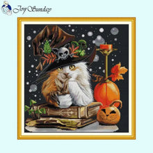 Load image into Gallery viewer, Cat Wizard DIY Halloween Pattern 11CT Cross Stitch Kits - AIMDIY
