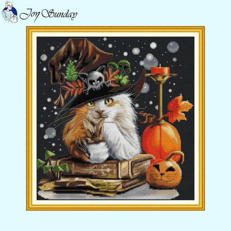 Cat Wizard DIY Halloween Pattern 11CT Cross Stitch Kits - AIMDIY