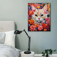 Load image into Gallery viewer, Cat in Flower Cat Cross Stitch Patterns - AIMDIY
