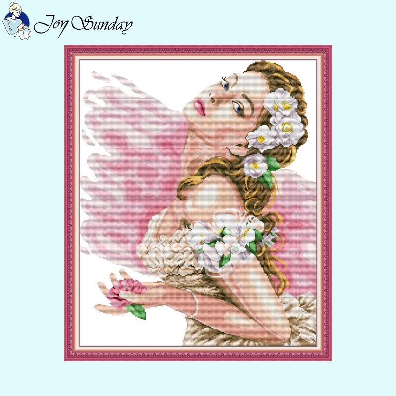 Characters Pattern Cross Stitch Camellia Beauty DIY Stitching Kit - AIMDIY