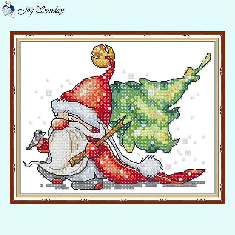 Christmas Cross Stitch Kits Cartoon Santa Claus Pattern - AIMDIY