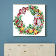 Load image into Gallery viewer, Christmas Gifts Snowman Wreath Joy Sunday Cross Stitch Kits - AIMDIY
