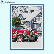 Load image into Gallery viewer, Christmas is Coming Joy Sunday Small Car Printed Cross Stitch Kits - AIMDIY
