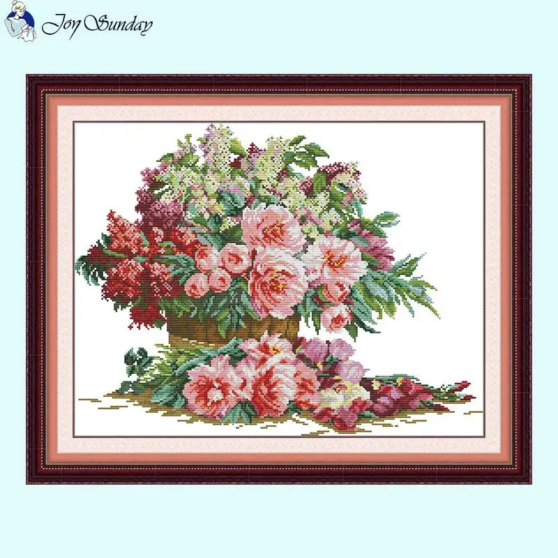 Cross Stitch Embroidery Kit Cluster of Flowers DIY Floral Patterns - AIMDIY