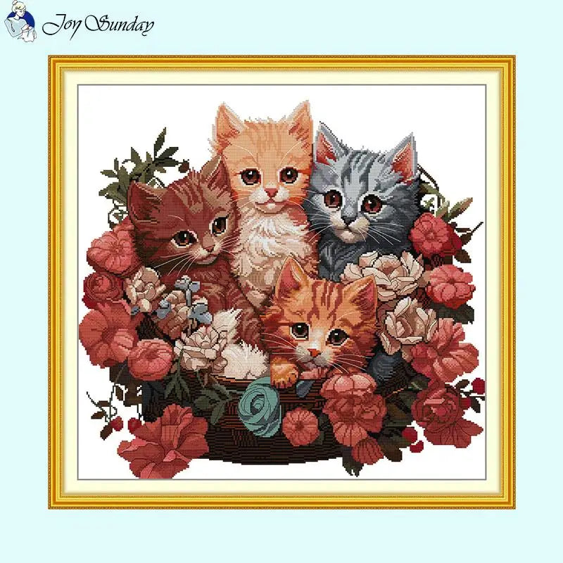 Clustered Kittens Animal Cross Stitch Kit - AIMDIY