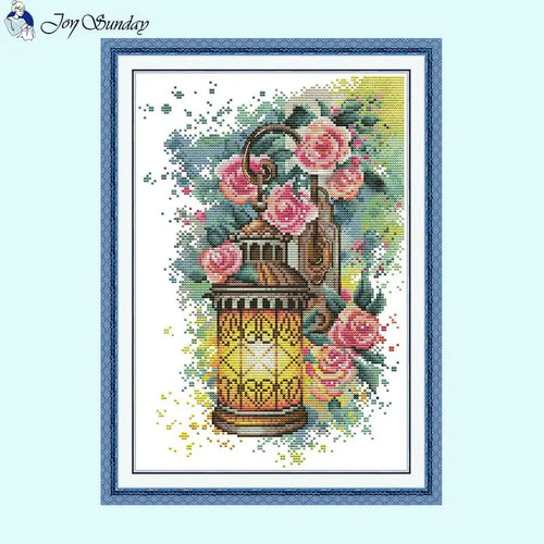 Rose Wall Sconce DIY Floral Pattern Cross Stitch Kit - AIMDIY