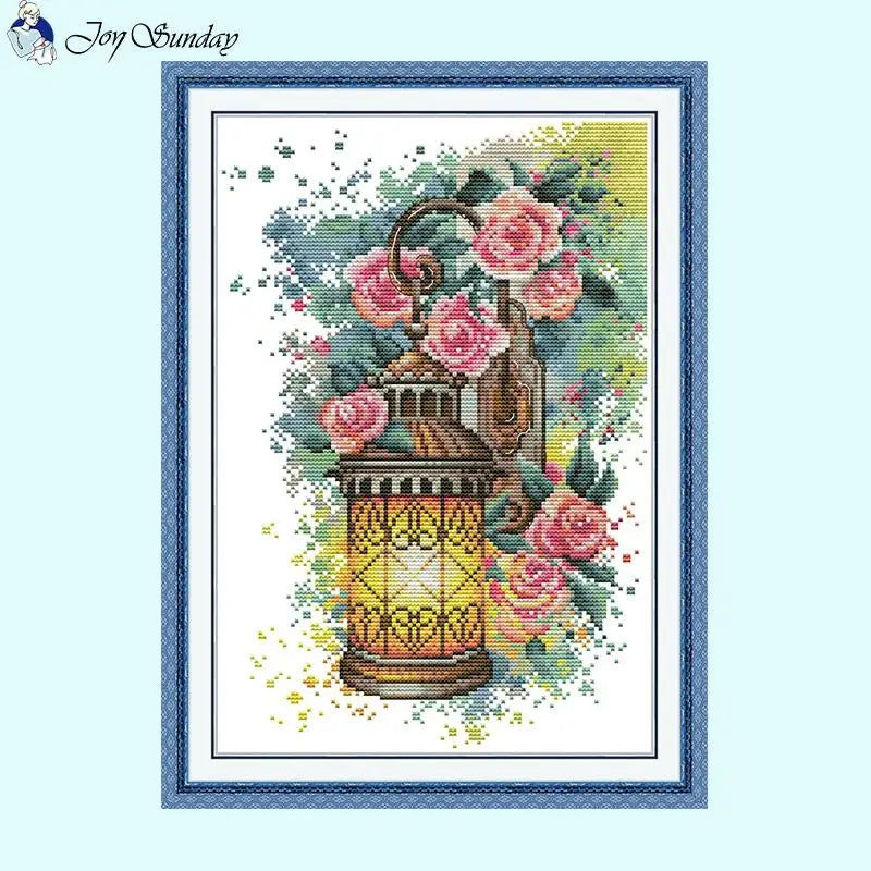 Rose Wall Sconce DIY Floral Pattern Cross Stitch Kit - AIMDIY