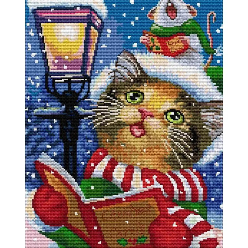 Christmas Cat Cartoon Animal Patterns Embroidery 14CT - AIMDIY