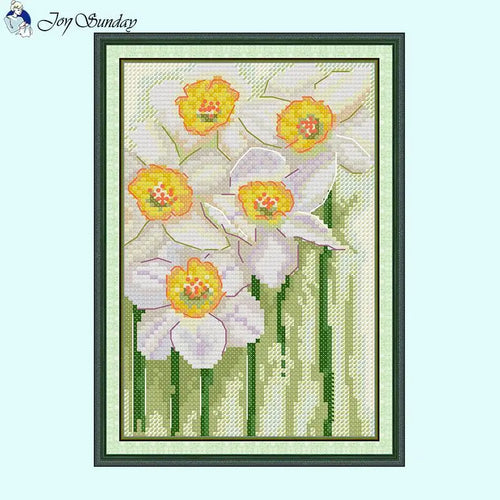 Daffodil Floral Cross Stitch Kit - AIMDIY