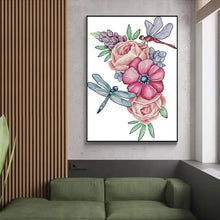 Load image into Gallery viewer, Dragonfly and Flower Cross Stitch - AIMDIY
