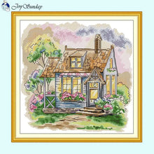 Load image into Gallery viewer, Dream Home Joy Sunday Scenic Cross Stitch Kit with Stamped Canvas for Handmade Embroidery
