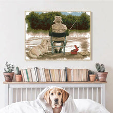 Load image into Gallery viewer, Fishing Character Count Printed Cross Stitch Kit - AIMDIY
