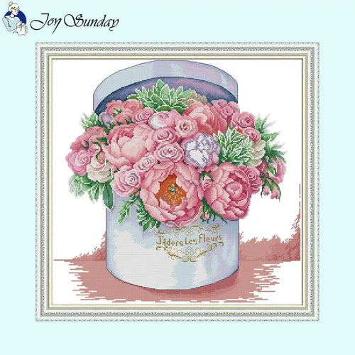 Cross Stitch Small Flowers Bucket - AIMDIY