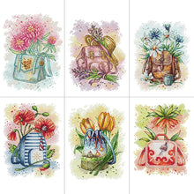 Load image into Gallery viewer, Flower Schoolbag Floral Pattern Cross Stitch Kits - AIMDIY
