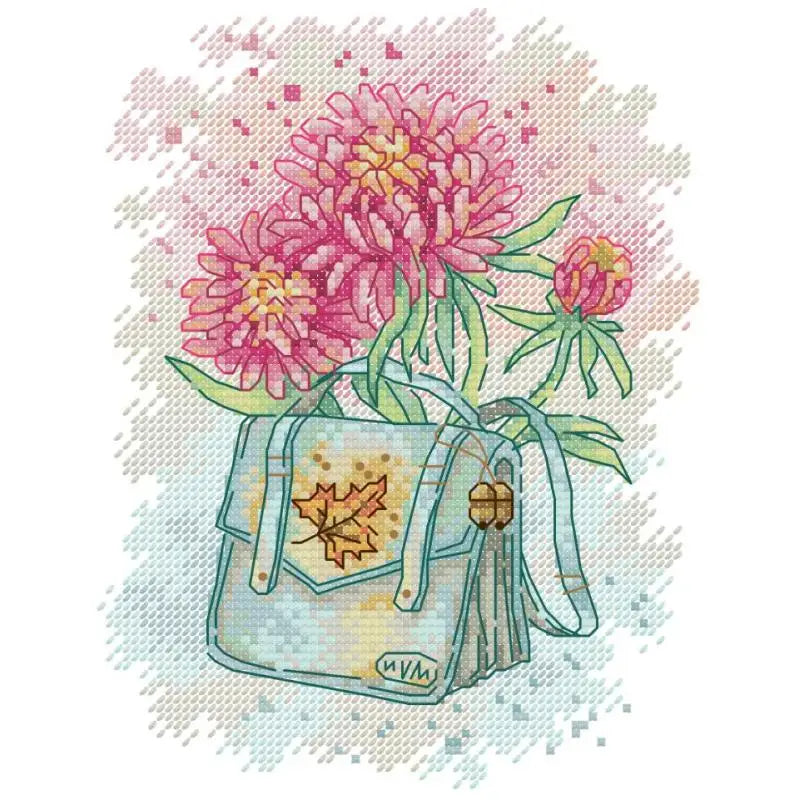 Flower Schoolbag Floral Pattern Cross Stitch Kits - AIMDIY