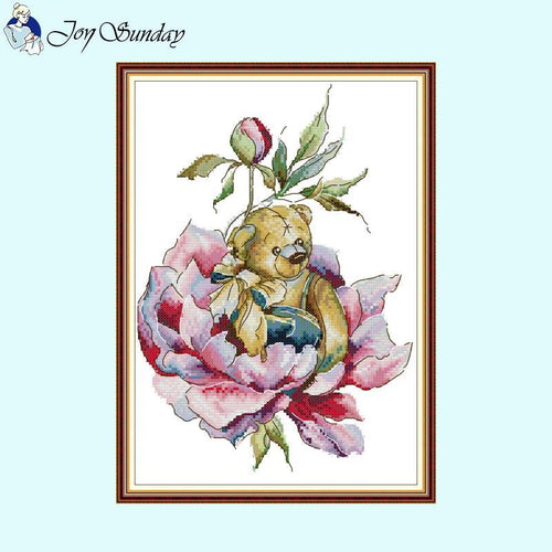 Flower Bear Cartoon Animal Pattern - AIMDIY