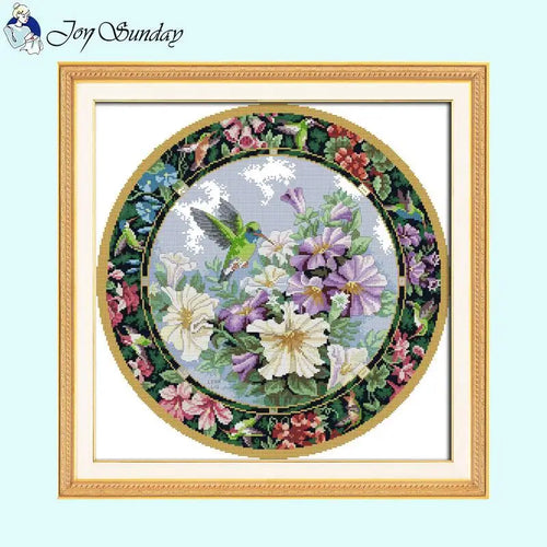 Floral Pattern Flowers and Birds DIY Cross Stitch Kit - AIMDIY