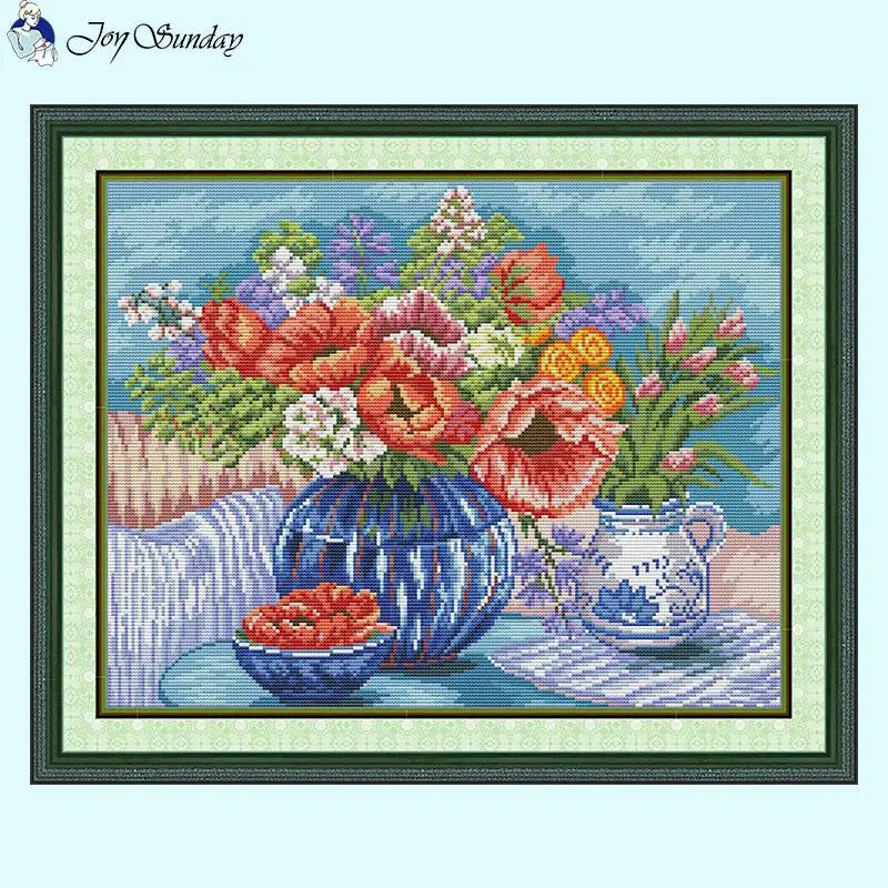 Flowers and Fruits Still Life Pattern Cross Stitch Kit