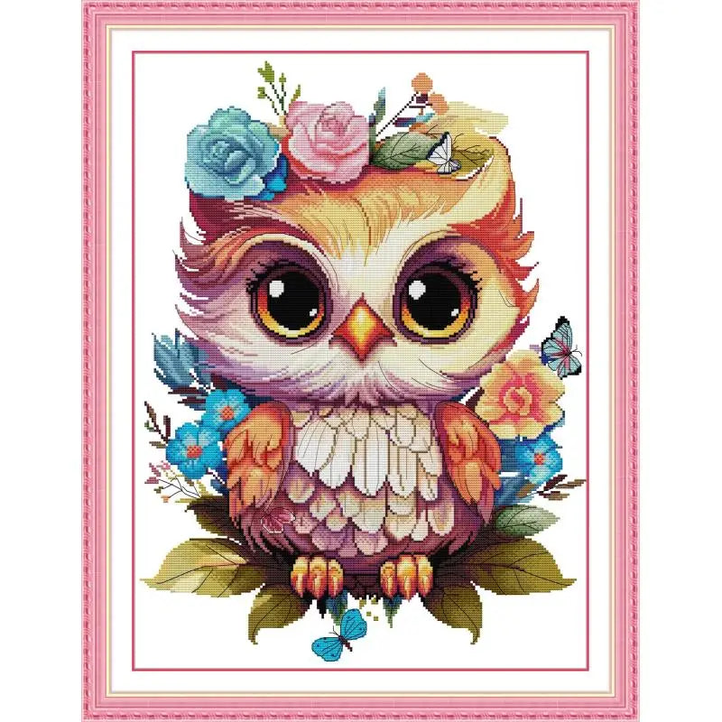 Flowers and Owls DIY Cartoon Cross Stitch Embroidery Kits - AIMDIY