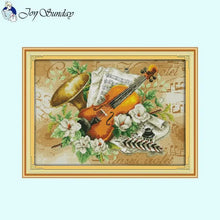 Load image into Gallery viewer, Flowers and Violins - Counted Print Cross Stitch - AIMDIY
