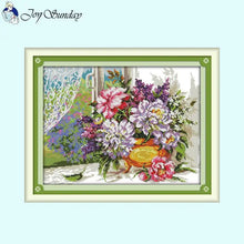 Load image into Gallery viewer, Flowers on Window Sill DIY Flowers Pattern Cross Stitch Needlework Kits - AIMDIY
