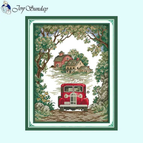 Forest Rescuer Car Pattern Cross Stitch Kit - AIMDIY